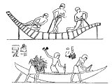 Egyptians building boats